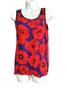 Louis Feraud Floral Sleeveless Top Red Poppy Floral US 10 Germany